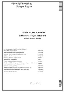John Deere 4940 Self-Propelled Sprayer Repair Technical Manual TM113619 — actual manual cover