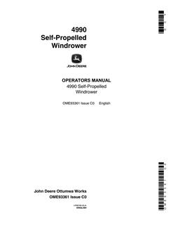 John Deere 4990 Self-Propelled Windrower Operator's Manual — actual manual cover