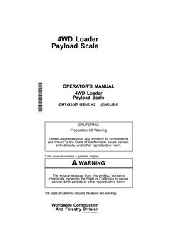 John Deere 4WD Loader Payload Scale Loader payload scale Operator manual OMT433567 — actual manual cover