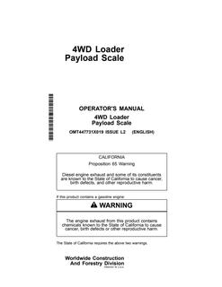 John Deere 4WD Loader Payload Scale Loader payload scale Operator manual OMT447731X019 — actual manual cover