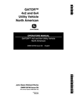 John Deere 4x2; 6x4 Utility vehicle Operator manual OMM128780 — actual manual cover