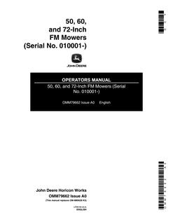 John Deere 50; 60; 72-Inch FM Mowers Mower Operator manual OMM79662 — actual manual cover