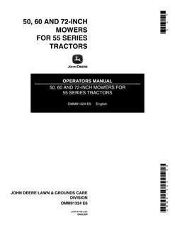 John Deere 50; 60; 72-Inch Mowers for 55 Series Tractors Mower Operator manual OMM91324 — actual manual cover
