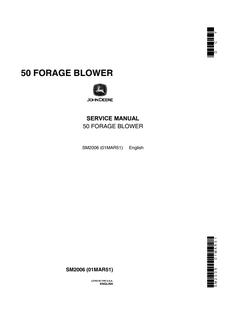John Deere 50 Forage blower Service manual SM2006 — actual manual cover