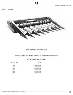 John Deere 50 Series: 453, 454, 554, 653, 654, 853 Row-crop head Parts catalog PC1549 — actual manual cover