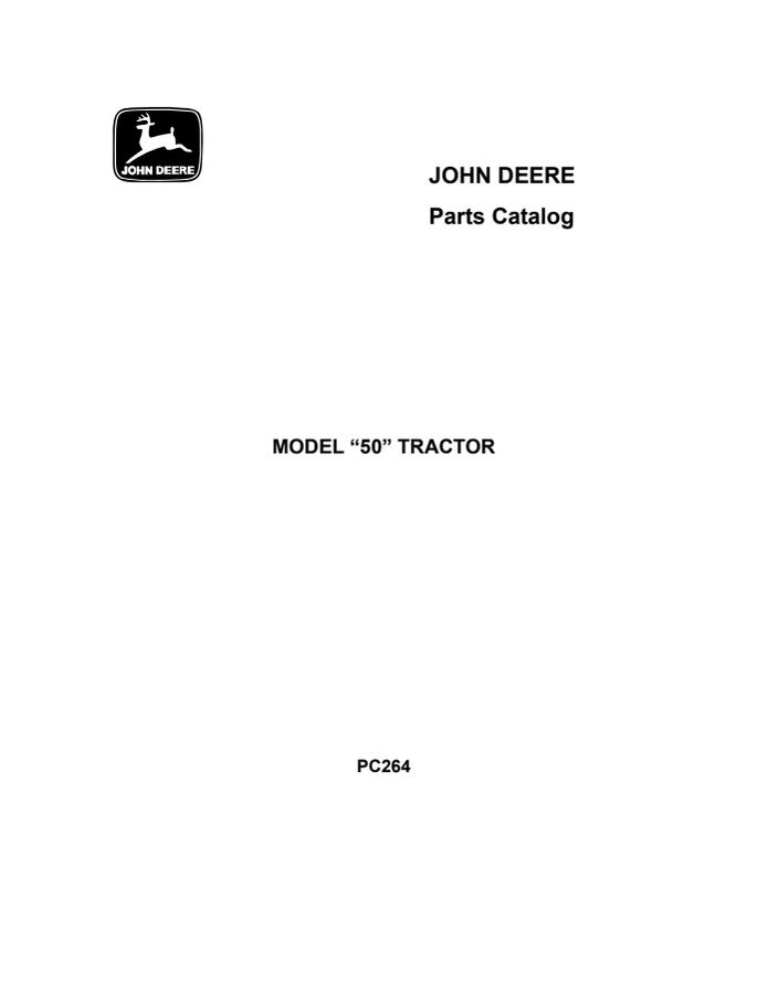 John Deere 50 Tractor Parts catalog PC264 — actual manual cover