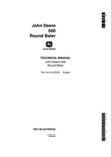 John Deere 500 Round Baler Technical Manual TM1140 — actual manual cover