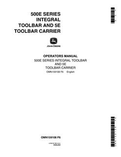 John Deere 500E Series Integral Toolbar, 5E Toolbar Carrier Toolbar / toolbar carrier Operator manual OMN159108 — actual manual cover