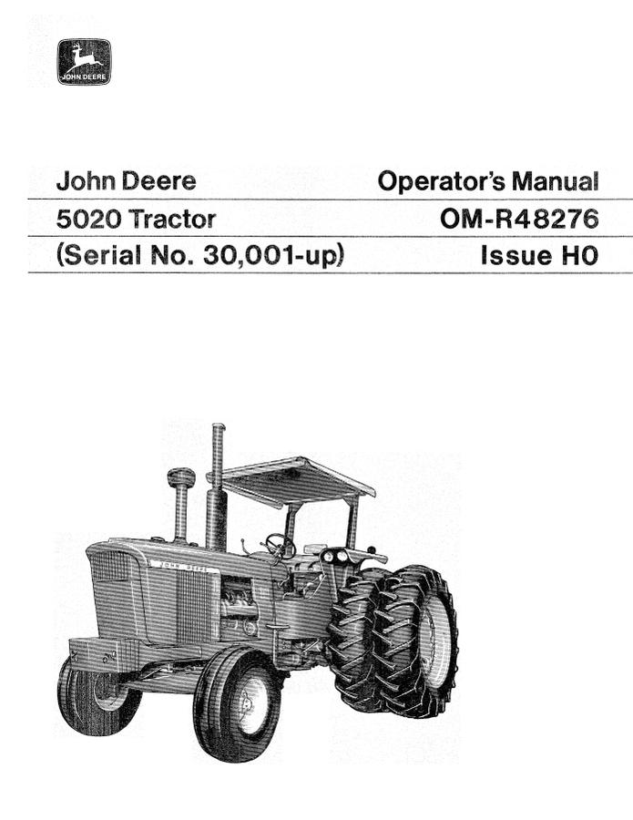 John Deere 5020 Tractor Operator's manual OM-R48276 — actual manual cover
