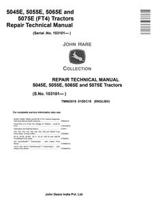 John Deere 5045E, 5055E, 5065E, 5075E FT4 Tractor Repair Technical Manual TM902519 — actual manual cover