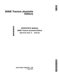 John Deere 5050E Tractor Operator manual OMSU57365 — actual manual cover