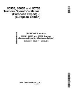 John Deere 5055E; 5065E; 5075E Tractor Operator manual OMSU60391 — actual manual cover
