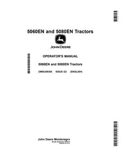 John Deere 5060EN; 5080EN Tractor Operator manual OMSU59305 — actual manual cover