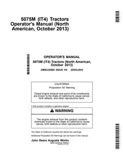 John Deere 5075M (IT4) Tractor Operator manual OMSU35685 — actual manual cover