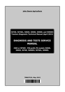 John Deere 5076E, 5076EL, 5082E, 5090E, 5090EL, 5090EH Tractor Diagnosis and Tests Service Manual TM607519 — actual manual cover