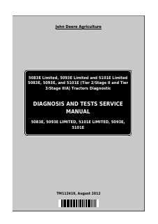 John Deere 5083E, 5093E and 5101E; Limited variants also listed Tractor Diagnosis and Test Technical Manual TM112419 — actual manual cover