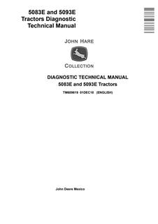 John Deere 5083E, 5093E Tractor Diagnostic Technical Manual TM609619 — actual manual cover