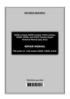 John Deere 5083E Limited, 5093E Limited, 5101E Limited; 5083E, 5093E, 5101E Tractor Repair Manual TM112519 — actual manual cover