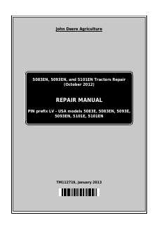 John Deere 5083EN, 5093EN, 5101EN; PIN prefix LV USA models 5083E, 5083EN, 5093E, 5093EN, 5101E, 5101EN Tractor Repair Manual TM112719 — actual manual cover