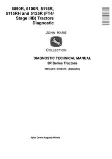 John Deere 5090R, 5100R, 5115R, 5115RH, 5125R 5R Series Tractors Diagnostic Technical Manual TM143419 — actual manual cover