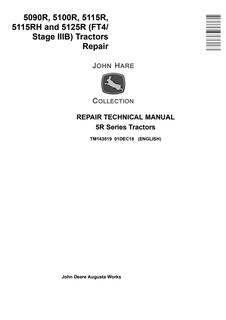 John Deere 5090R, 5100R, 5115R, 5115RH, 5125R 5R Series Tractors Repair Technical Manual TM143519 — actual manual cover