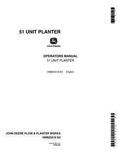 John Deere 51 Unit Planter Operator manual OMB25516 — actual manual cover