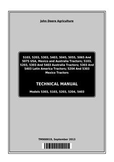 John Deere 5103, 5203, 5303, 5403, 5045, 5055, 5065, 5075 Tractor Technical Manual TM900019 — actual manual cover