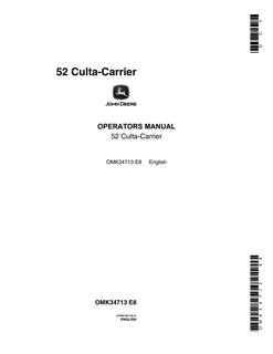 John Deere 52 Culta-Carrier Operator manual OMK34713 — actual manual cover