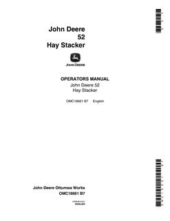 John Deere 52 Hay stacker Operator manual OMC18661 — actual manual cover