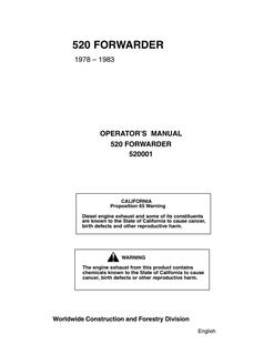John Deere 520 Forwarder Forwarder Operator Manual 520001 — actual manual cover