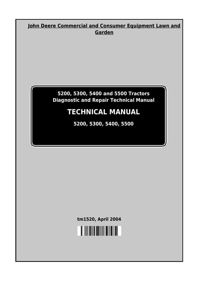 John Deere 5200, 5300, 5400, 5500 Tractor Technical manual TM1520 — actual manual cover