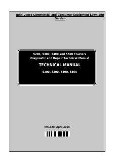 John Deere 5200, 5300, 5400, 5500 Tractor Technical manual TM1520 — actual manual cover