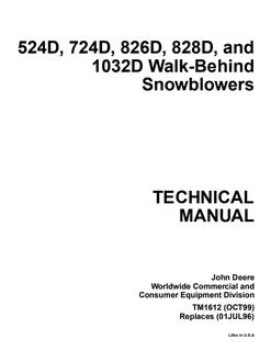 John Deere 524D, 724D, 826D, 828D, 1032D Walk-Behind Snowblower Technical Manual TM1612 — actual manual cover