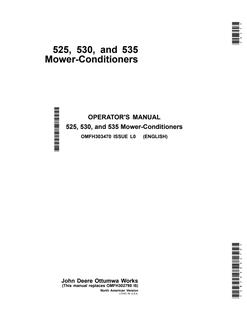 John Deere 525, 530, 535 Mower-conditioner Operator's manual OMFH303470 — actual manual cover