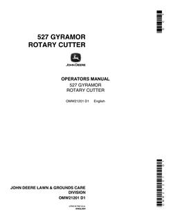 John Deere 527 Gyramor Rotary cutter Operator manual OMW21201 — actual manual cover