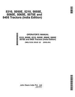 John Deere 5310, 5050E, 5210, 5055E, 5060E, 5065E, 5075E, 5405 Tractor Operator manual OMSJ13235 — actual manual cover