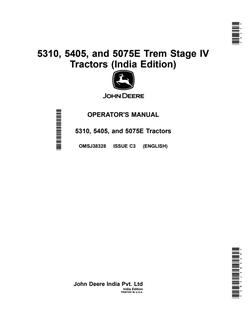 John Deere 5310; 5405; 5075E Trem Stage IV Tractor Operator manual OMSJ38328 — actual manual cover