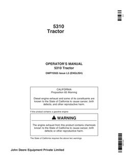 John Deere 5310 Tractor Operator manual OMPY0505 — actual manual cover