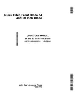John Deere 54-inch; 60-inch Front blade Operator manual OMTR123620 — actual manual cover