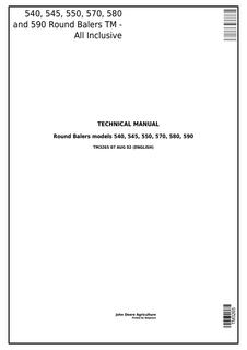 John Deere 540, 545, 550, 570, 580, 590 Round Balers Technical Manual TM3265 — actual manual cover