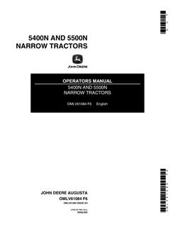 John Deere 5400N; 5500N Tractor Operator manual OMLV61084 — actual manual cover