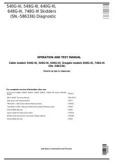 John Deere 540G-3, 548G-3, 640G-3, 648G-3, 748G-3 Skidder Diagnostic and Operation Test Manual TM1870 — actual manual cover