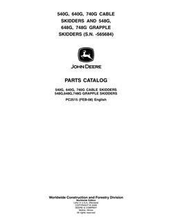 John Deere 540G, 640G, 740G; 548G, 648G, 748G Cable and grapple skidders Parts catalog PC2515 — actual manual cover