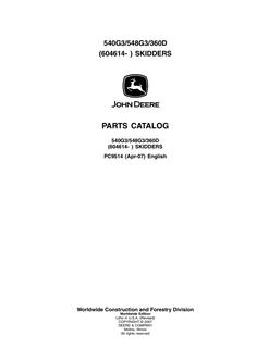 John Deere 540G3, 548G3, 360D Skidder Parts catalog PC9514 — actual manual cover