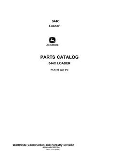 John Deere 544C Loader Parts catalog PC1789 — actual manual cover