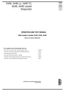 John Deere 544E, 544E LL, 544E TC, 624E, 644E Loader Operation and test manual TM1413 — actual manual cover