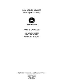 John Deere 544J Tier 3, serial 611800 and later Utility loader Parts catalog PC10028 — actual manual cover