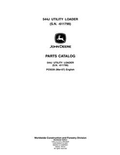 John Deere 544J Utility Loader Parts Catalog — actual manual cover