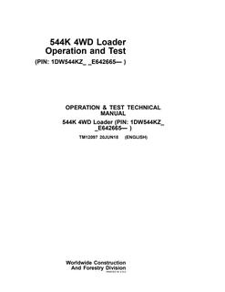 John Deere 544K 4WD Loader Operation and Test Technical Manual TM12097 — actual manual cover