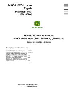 John Deere 544K-II 4WD loader Repair technical manual TM14201X19 — actual manual cover